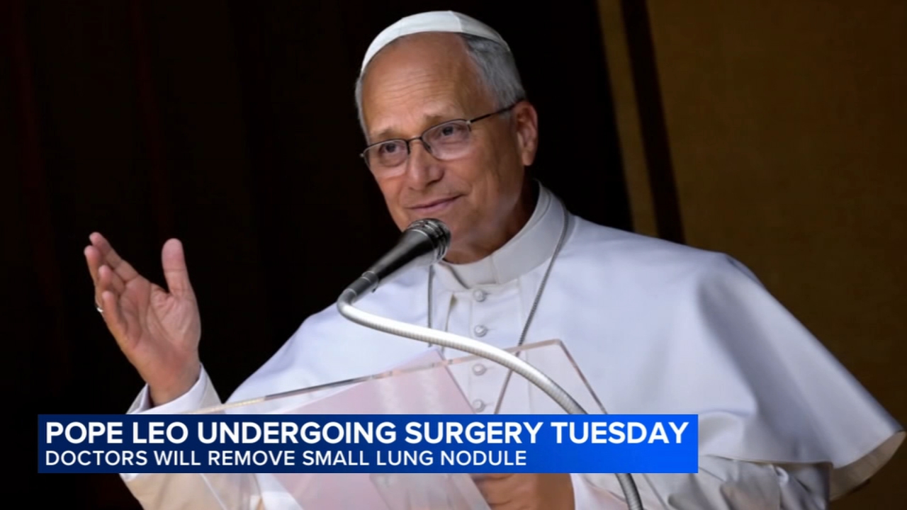Pope Leo heads to hospital ahead of surgery to remove lung nodule

       — ABC 7 Bay Area, Los Altos Health news